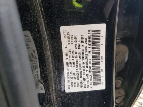 2013 HONDA ACCORD VIN 1HGCR2F7XDA010989 фото 13