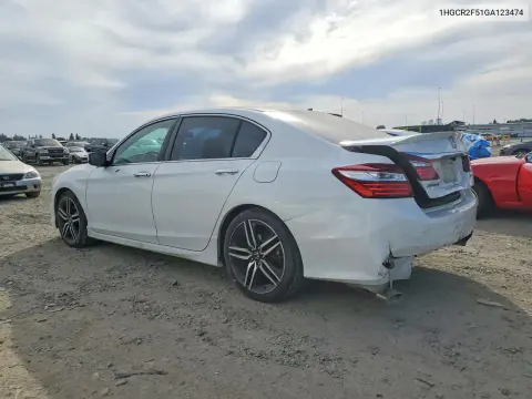 2016 Honda Accord Sport VIN 1HGCR2F51GA123474 фото 2