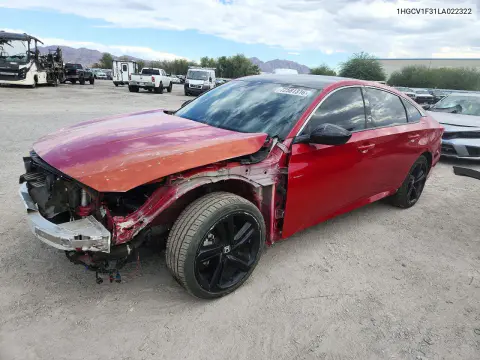 1HGCV1F31LA022322 — 2020 Honda Accord, Передняя часть, фото до ремонта