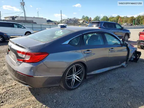 1HGCV3F91MA021253 — 2021 Honda Accord, фото 3 с аукциона Copart, Передняя часть