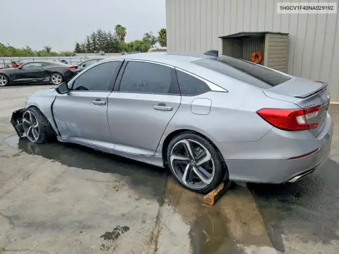 1HGCV1F40NA029192 — 2022 Honda Accord, фото 2 с аукциона Copart 15.10.2026, Передняя часть
