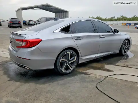 1HGCV1F40NA029192 — 2022 Honda Accord, фото 3 с аукциона Copart 15.10.2026, Передняя часть