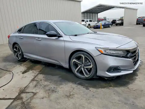 1HGCV1F40NA029192 — 2022 Honda Accord, фото 4 с аукциона Copart 15.10.2026, Передняя часть