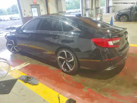 1HGCV1F34NA111403 — 2022 Honda Accord, фото 2 с аукциона Copart 15.10.2026, Передняя часть