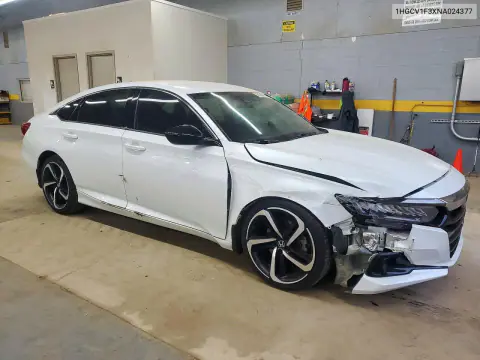 2022 Honda Accord Sport VIN 1HGCV1F3XNA024377 фото 4