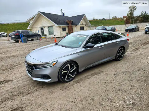 1HGCV3F26NA022810 — 2022 Honda Accord, Передняя часть, фото до ремонта