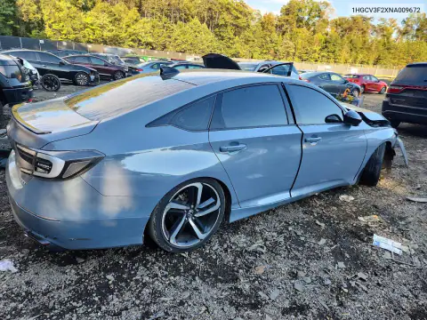 1HGCV3F2XNA009672 — 2022 Honda Accord, фото 3 с аукциона Copart, Передняя часть