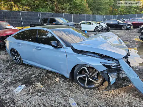 1HGCV3F2XNA009672 — 2022 Honda Accord, фото 4 с аукциона Copart, Передняя часть