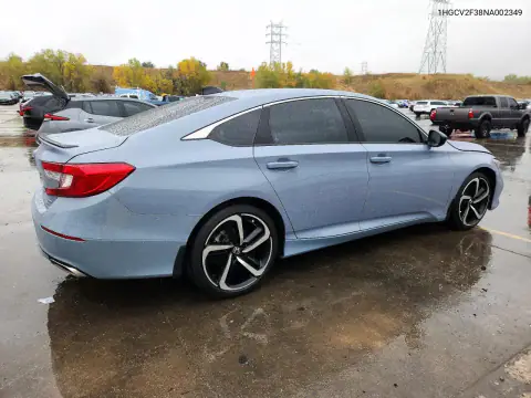 1HGCV2F38NA002349 — 2022 Honda Accord, фото 3 с аукциона Copart, Передняя часть