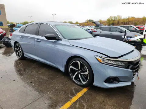 1HGCV2F38NA002349 — 2022 Honda Accord, фото 4 с аукциона Copart, Передняя часть