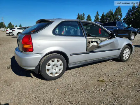 1998 Honda Civic Dx VIN 2HGEJ6444WH121655 фото 3
