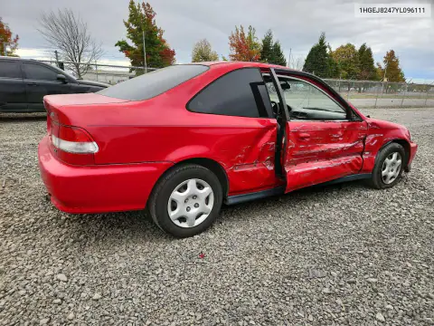 2000 Honda Civic Ex VIN 1HGEJ8247YL096111 фото 3