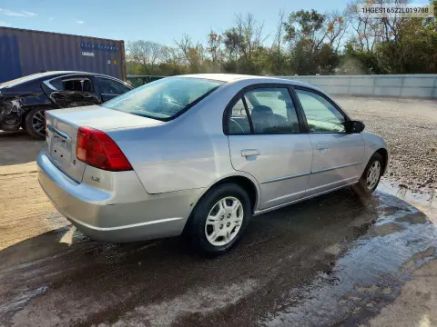 2002 Honda Civic Lx VIN 1HGES16522L019788 фото 3