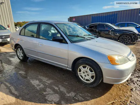 2002 Honda Civic Lx VIN 1HGES16522L019788 фото 4