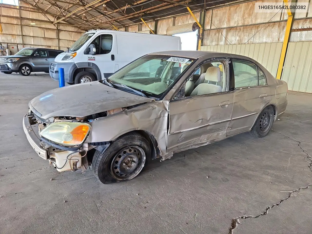 2002 Honda Civic Lx VIN 1HGES16542L080382 фото 1