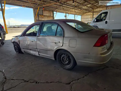 2002 Honda Civic Lx VIN 1HGES16542L080382 фото 2