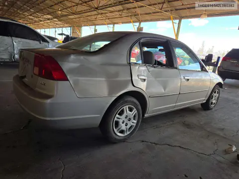 2002 Honda Civic Lx VIN 1HGES16542L080382 фото 3