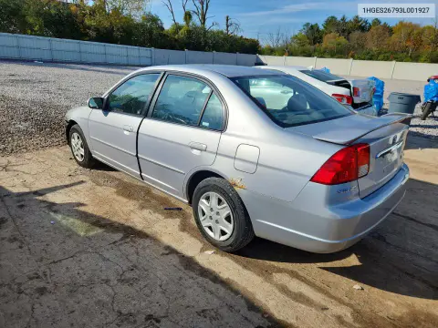 2003 Honda Civic Ex VIN 1HGES26793L001927 фото 2