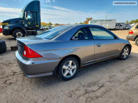 2005 Honda Civic Ex VIN 1HGEM22925L046843 фото 3