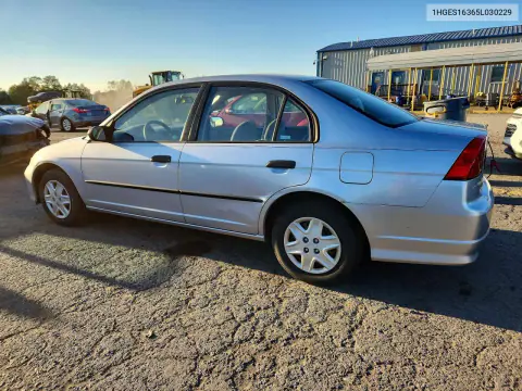 2005 Honda Civic Dx Vp VIN 1HGES16365L030229 фото 2