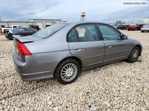 2005 Honda Civic Ex VIN 2HGES26745H617423 фото 3