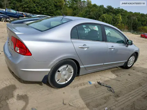 2007 Honda Civic Hybrid VIN JHMFA36247S005118 фото 3