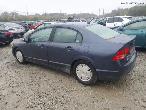 JHMFA36277S031115 — 2007 Honda Civic, фото 2 с аукциона Copart 16.10.2026, Механические повреждения