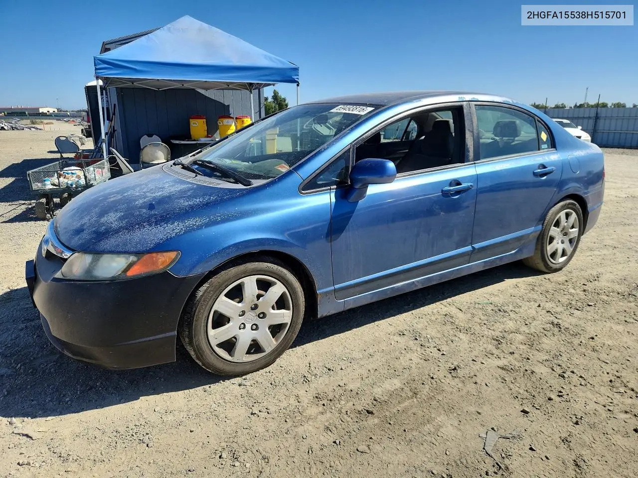 2008 Honda Civic Lx VIN 2HGFA15538H515701 фото 1