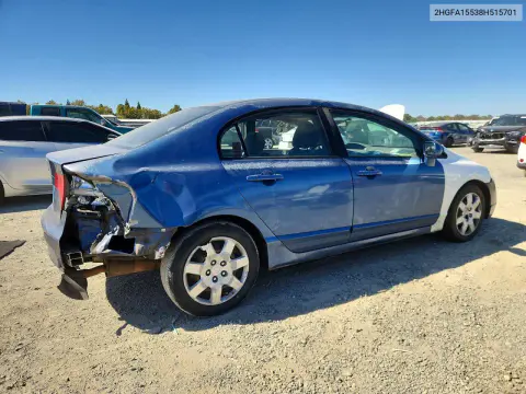 2008 Honda Civic Lx VIN 2HGFA15538H515701 фото 3