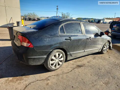 2008 Honda Civic Lx VIN 1HGFA16518L045475 фото 3