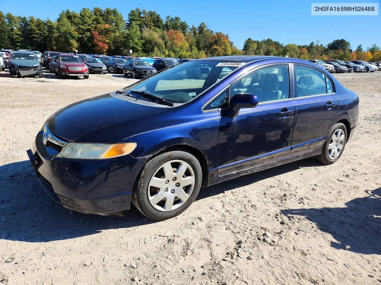 2008 Honda Civic Lx VIN 2HGFA16598H526488 фото 1
