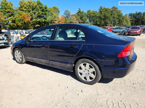 2008 Honda Civic Lx VIN 2HGFA16598H526488 фото 2