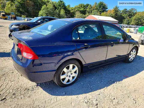 2008 Honda Civic Lx VIN 2HGFA16598H526488 фото 3