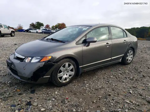2HGFA16548H321743 — 2008 Honda Civic, Сторона, фото до ремонта