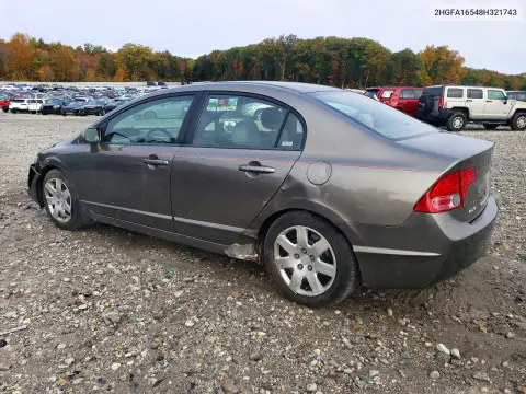 2008 Honda Civic Lx VIN 2HGFA16548H321743 фото 2
