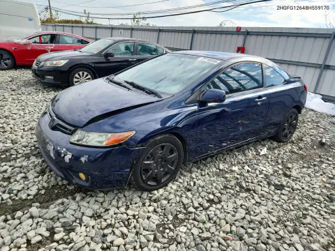 2HGFG12648H559170 — 2008 Honda Civic, Задняя часть, фото до ремонта