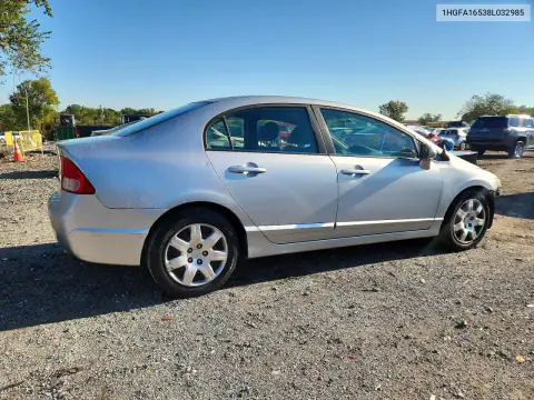 1HGFA16538L032985 — 2008 Honda Civic, фото 3 с аукциона Copart 15.10.2026, Передняя часть