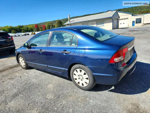 2009 Honda Civic Vp VIN 2HGFA16339H511680 фото 2