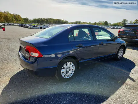 2009 Honda Civic Vp VIN 2HGFA16339H511680 фото 3
