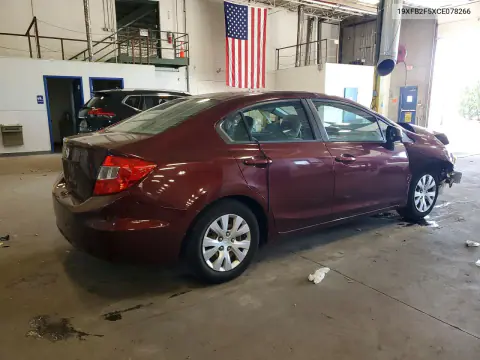 2012 Honda Civic Lx VIN 19XFB2F5XCE078266 фото 3