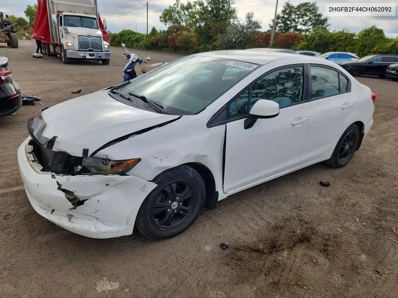 2012 Honda Civic Lx VIN 2HGFB2F44CH062092 фото 1