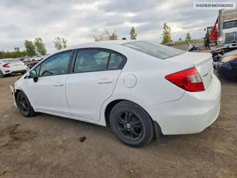 2012 Honda Civic Lx VIN 2HGFB2F44CH062092 фото 2