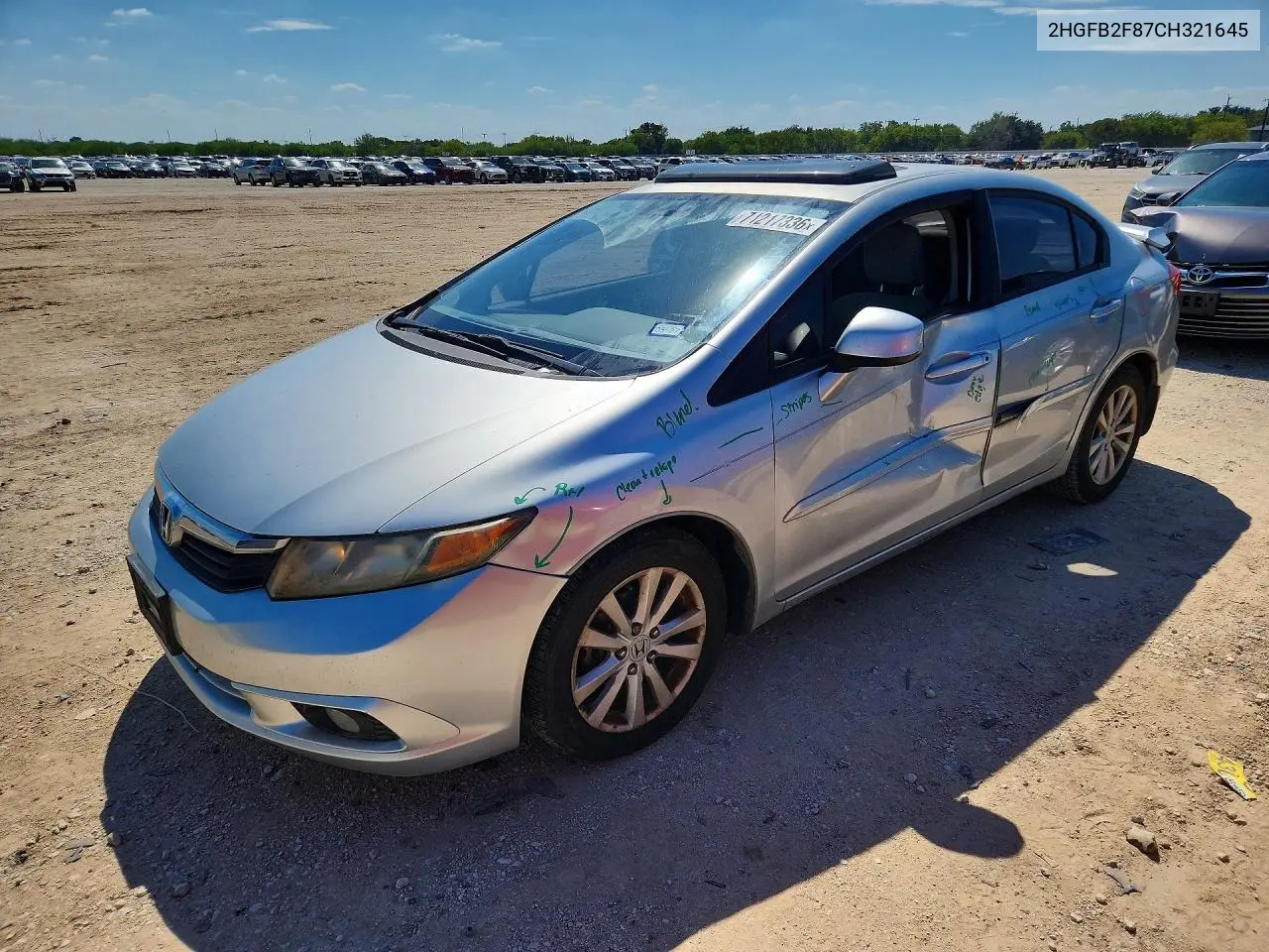 2012 Honda Civic Ex VIN 2HGFB2F87CH321645 фото 1