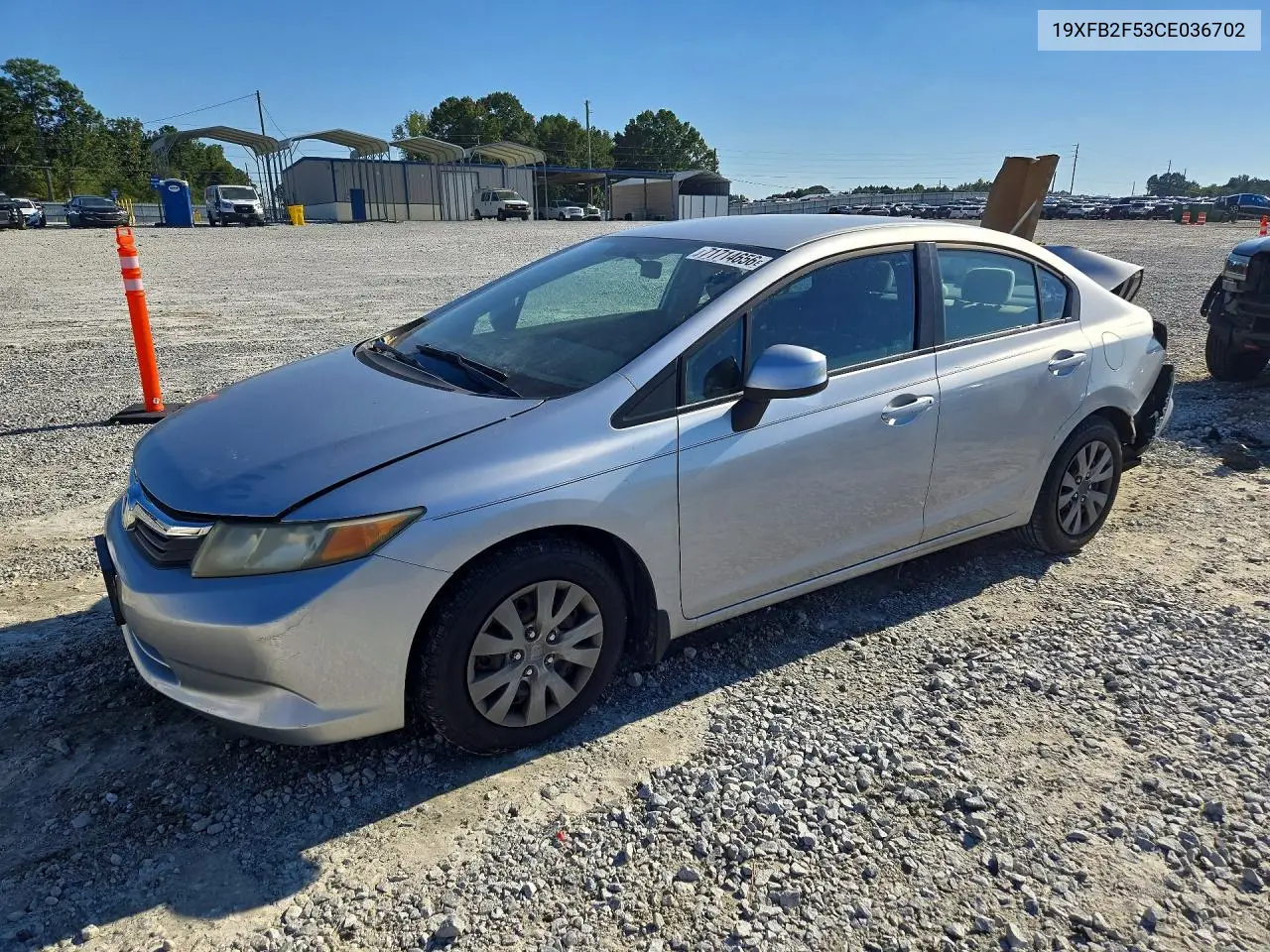 2012 Honda Civic Lx VIN 19XFB2F53CE036702 фото 1