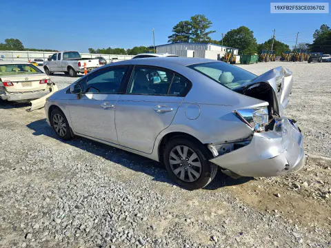 2012 Honda Civic Lx VIN 19XFB2F53CE036702 фото 2