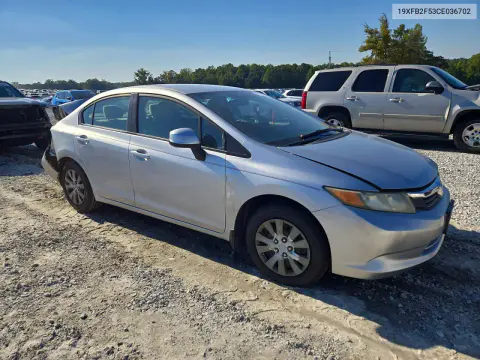 2012 Honda Civic Lx VIN 19XFB2F53CE036702 фото 4