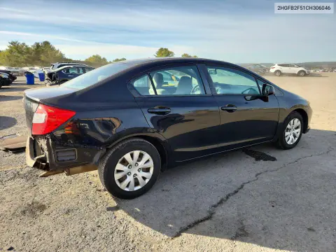 2012 Honda Civic Lx VIN 2HGFB2F51CH306046 фото 3