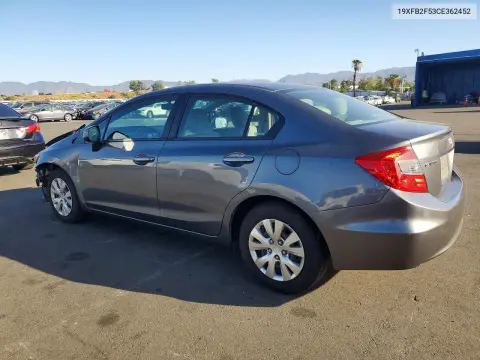 2012 Honda Civic Lx VIN 19XFB2F53CE362452 фото 2