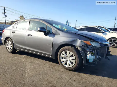 2012 Honda Civic Lx VIN 19XFB2F53CE362452 фото 4