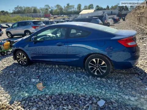 2013 Honda Civic Exl VIN 2HGFG3B05DH531203 фото 2